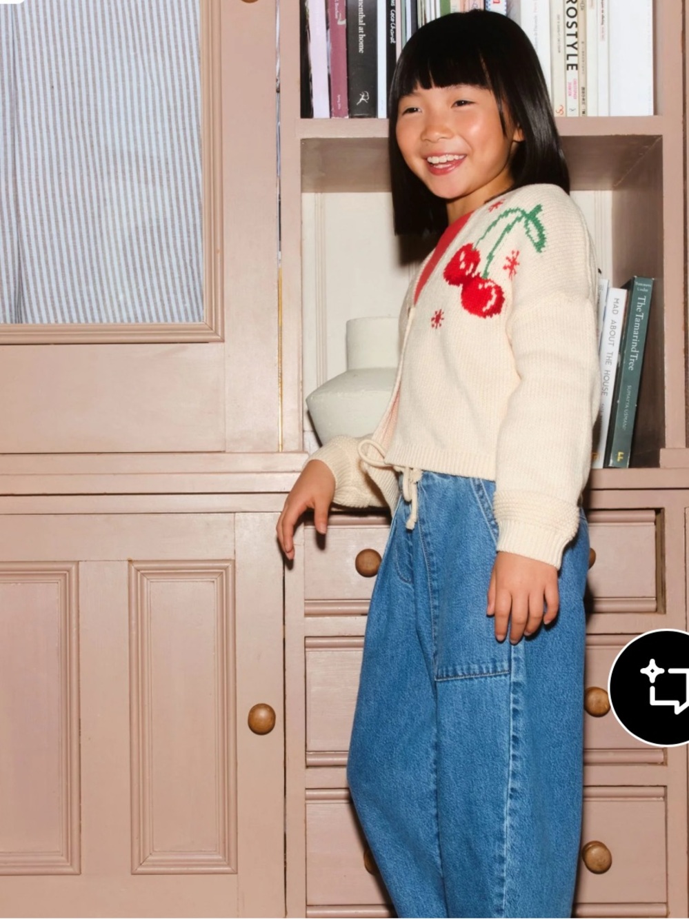 Girls Next Cotton blend Knit Cardigan ,Red Cherry Motif 4yrs .New with Tag